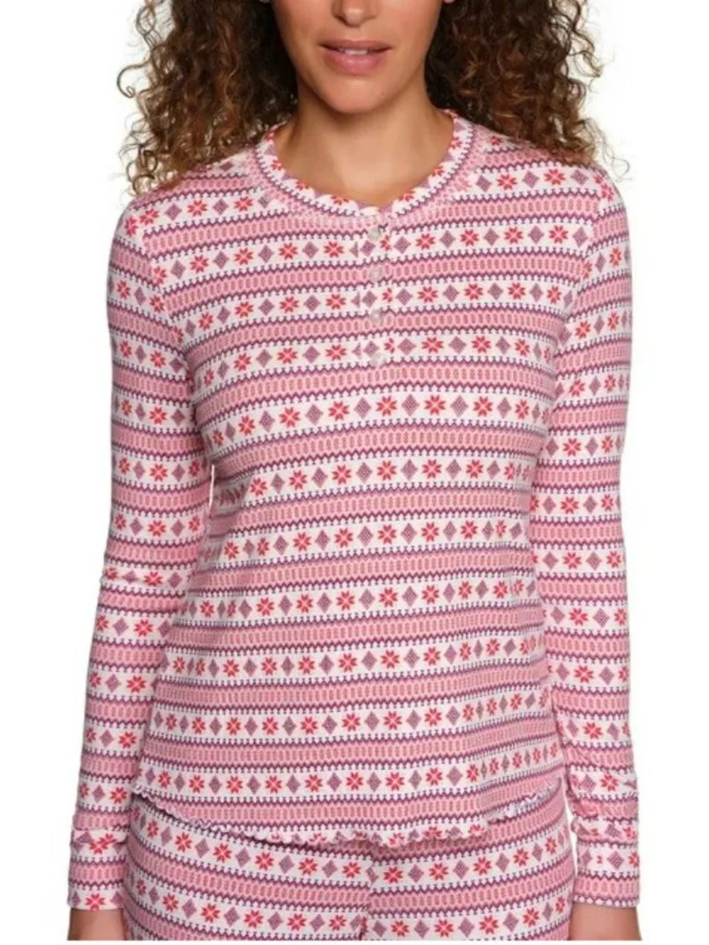 LOFT Women's Henley Pointelle Pajama Set-Size XL-NWT